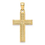 14K Polished and Textured Cross Pendant - Image 4