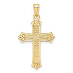 14K Polished and Textured Pointed Ends Fancy Cross Pendant - Image 4