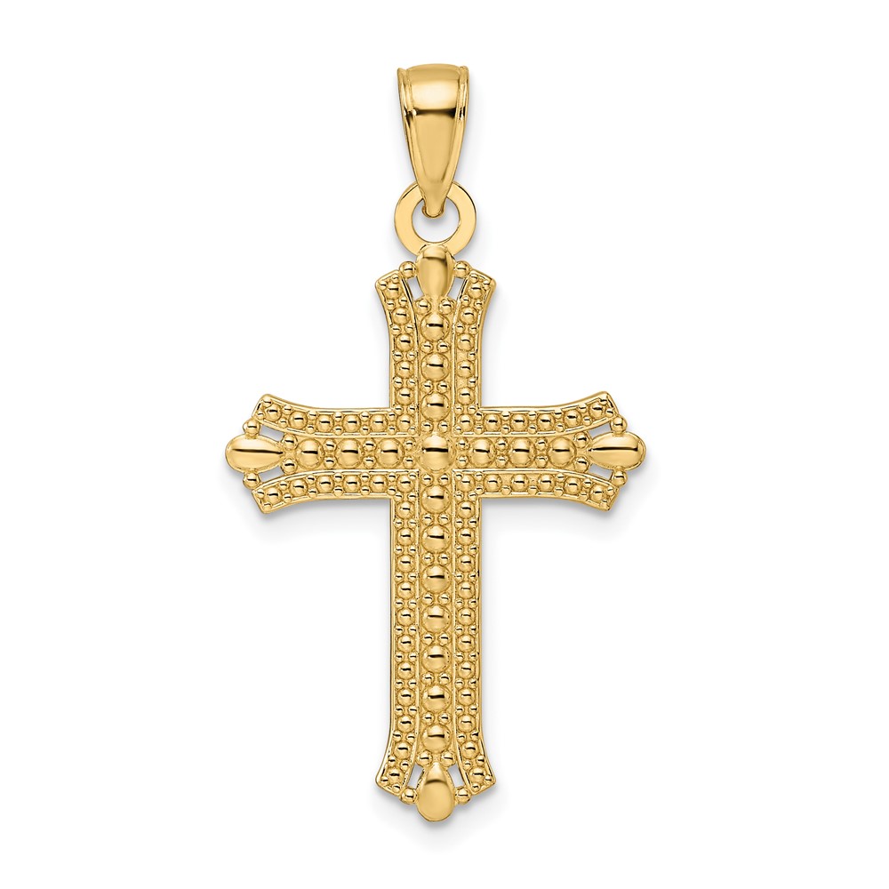 K9925.jpg 14K Polished and Textured Pointed Ends Fancy Cross Pendant - Image 1