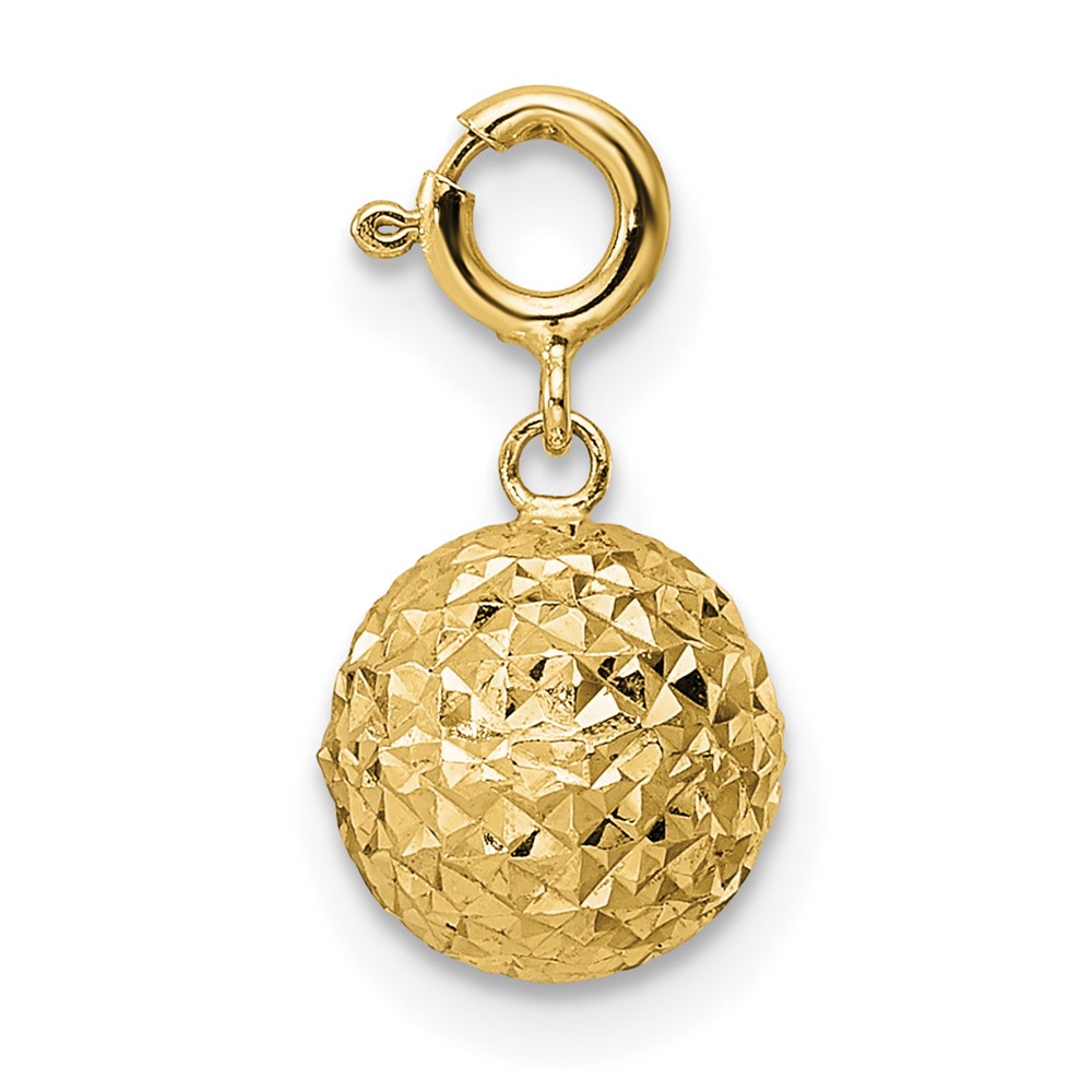 K9942.jpg 14K Diamond-cut Ball with Spring Ring Clasp Charm - Image 1