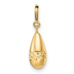 14K Polished Diamond-cut Teardrop with Spring Ring Clasp Charm - Image 2