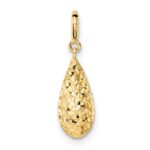 14K Diamond-cut Teardrop with Spring Ring Clasp Charm - Image 2