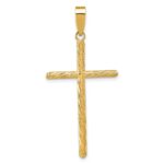 14K Polished and Textured Fancy Cross Pendant - Image 4