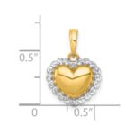 14k with White Rhodium Polished Domed Heart Charm Pendant - Image 4