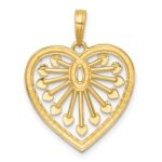 14k with White Rhodium Polished Fancy Cut-out Heart Pendant - Image 3