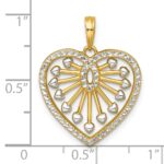 14k with White Rhodium Polished Fancy Cut-out Heart Pendant - Image 4