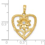 14k with White Rhodium Polished Flower In Twisted Heart Pendant - Image 4