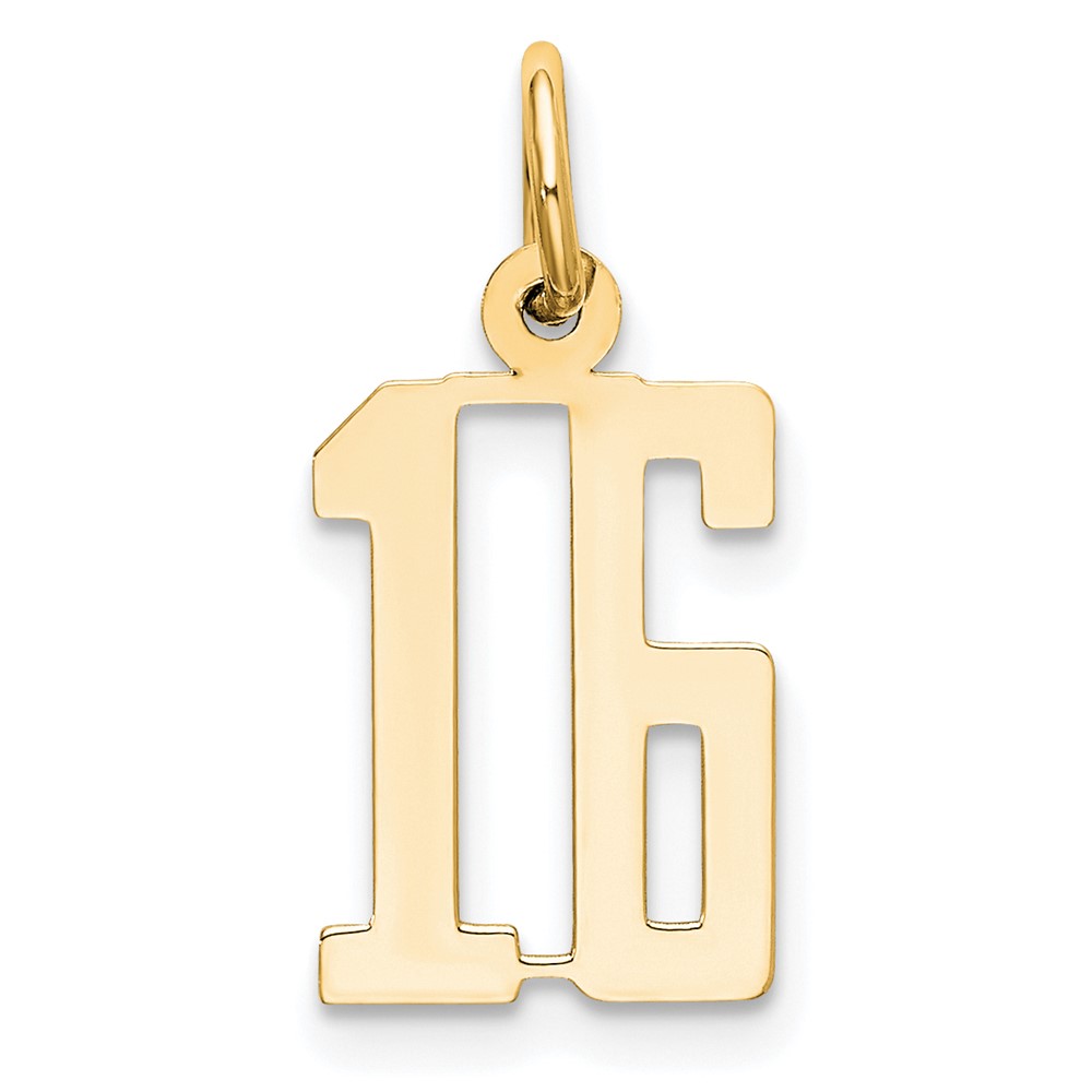 LES16.jpg 14k Small Elongated Number 16 Charm - Image 1