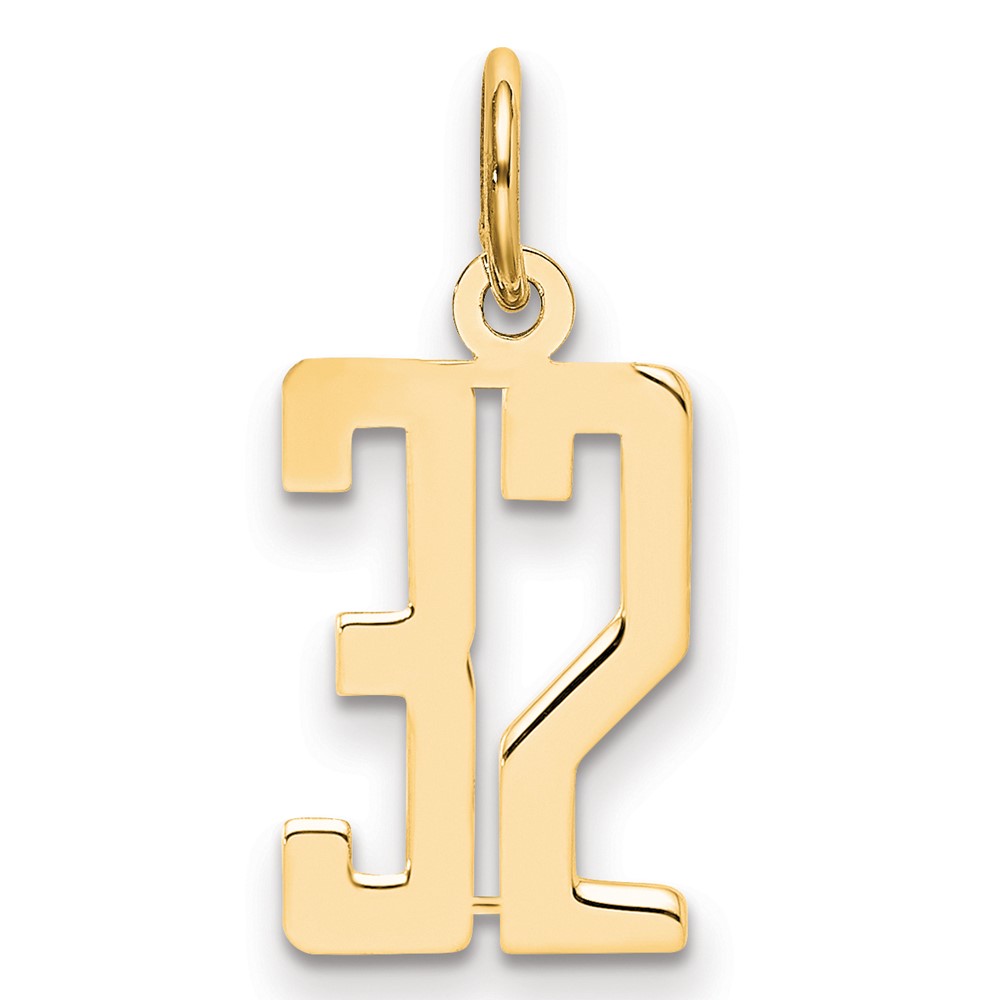 LES32.jpg 14k Small Elongated Number 32 Charm - Image 1
