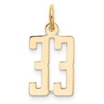 14k Small Elongated Number 33 Charm
