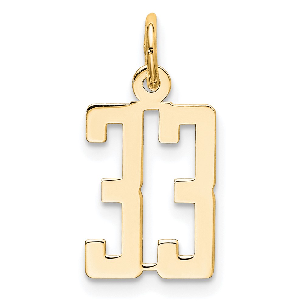 LES33.jpg 14k Small Elongated Number 33 Charm - Image 1