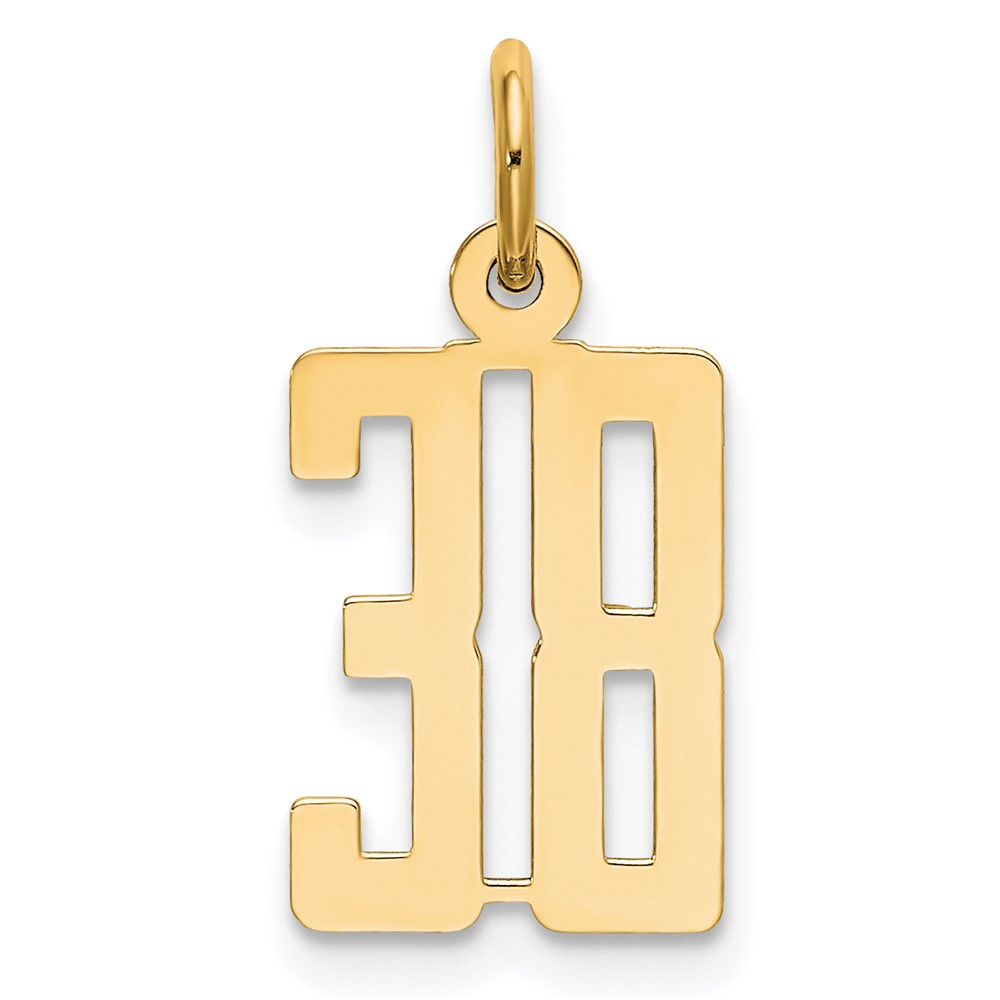 LES38.jpg 14k Small Elongated Number 38 Charm - Image 1