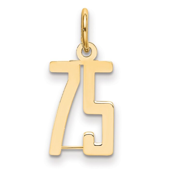 14k Small Elongated Number 75 Charm - Jewel Time