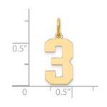 14k Medium Polished Number 3 Charm - Image 4