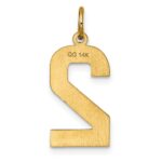 14k Large Brushed Diamond-cut Number 2 Charm - Image 3