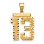 14k Large Brushed Diamond-cut Number 13 Charm