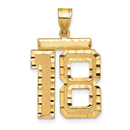14k Large Brushed Diamond-cut Number 18 Charm