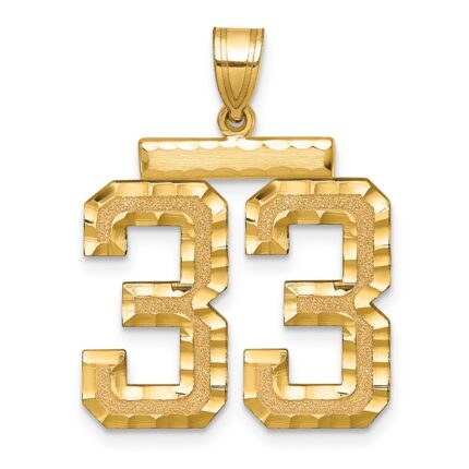 14k Large Brushed Diamond-cut Number 33 Charm