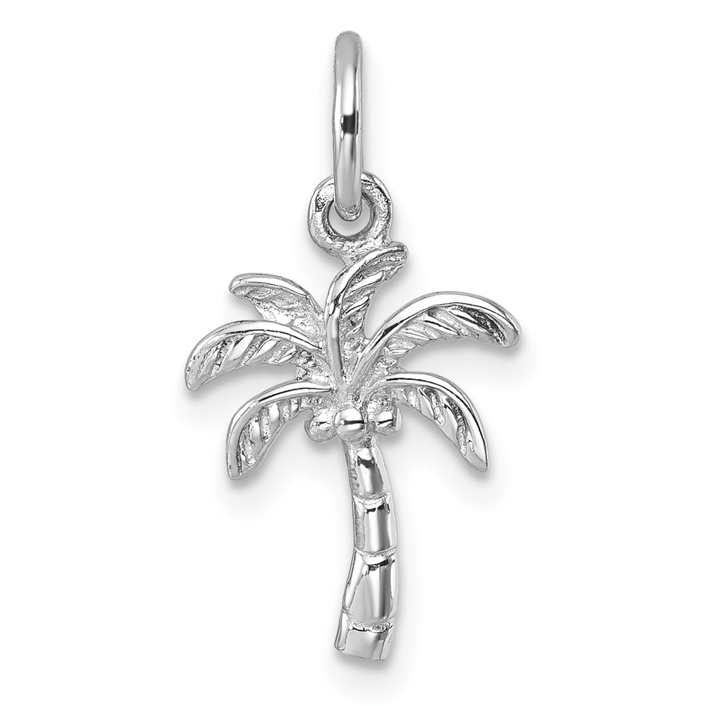 LP-170.jpg Sterling Silver Rhodium-plated Polished Palm Tree Pendant - Image 1