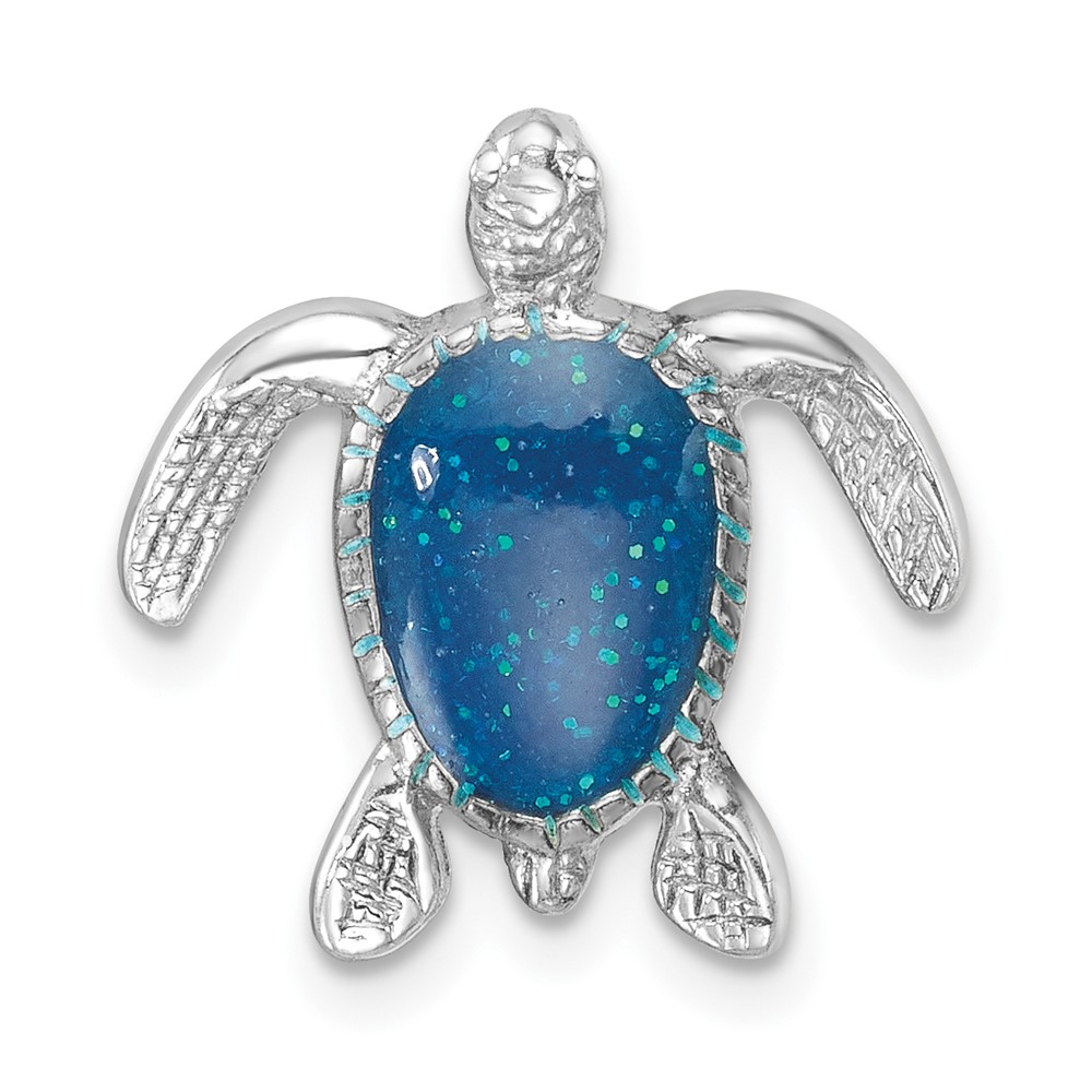 LP-180.jpg Sterling Silver Rhodium-plated Enameled Turtle Chain Slide - Image 1