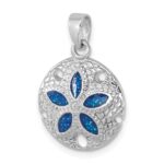 Sterling Silver Rhodium-plated Polished and Textured Enameled Sand Dollar Pendant - Image 4