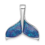 Sterling Silver Rhodium-plated Polished Enameled Whale's Tail Pendant