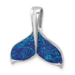 Sterling Silver Rhodium-plated Polished Enameled Whale's Tail Pendant - Image 4