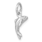 Sterling Silver Rhodium-plated Polished Dolphin Pendant - Image 4