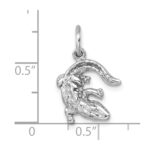 Sterling Silver Rhodium-plated Polished Curled Gator Pendant - Image 5