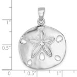Sterling Silver Rhodium-plated Polished Sand Dollar Pendant - Image 5