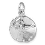 Sterling Silver Rhodium-plated Polished Sand Dollar Pendant - Image 4