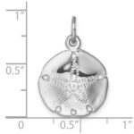 Sterling Silver Rhodium-plated Polished Sand Dollar Pendant - Image 5