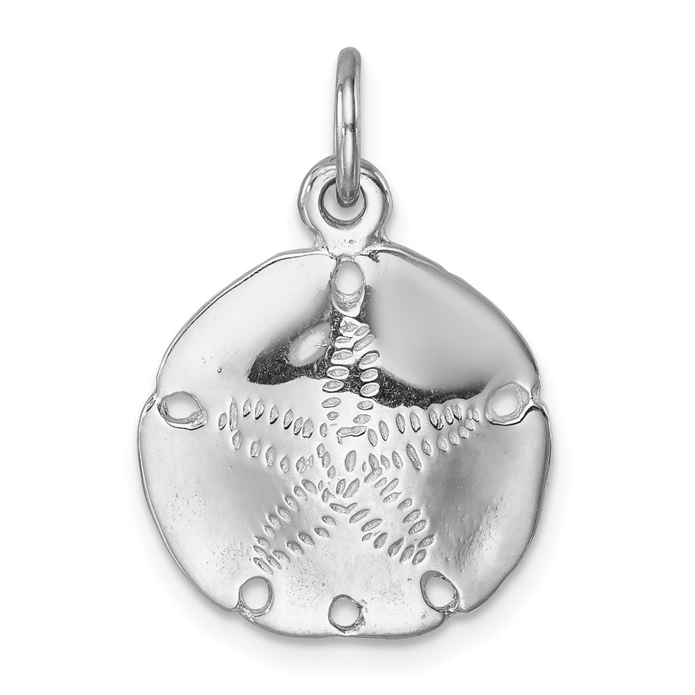 LP-731.jpg Sterling Silver Rhodium-plated Polished Sand Dollar Pendant - Image 1