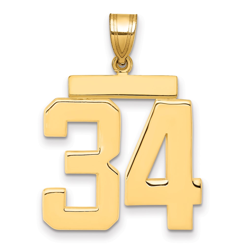 LP34.jpg 14k Large Polished Number 34 Charm - Image 1