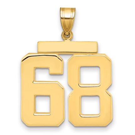 14k Large Polished Number 68 Charm
