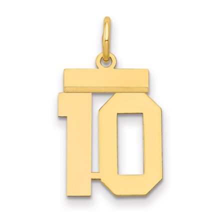 14k Small Polished Number 10 Charm