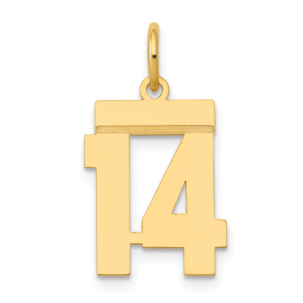 LS14.jpg 14k Small Polished Number 14 Charm - Image 1
