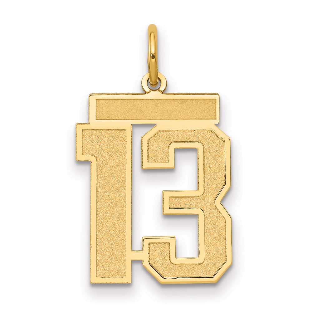 LSM13.jpg 14k Medium Satin Number 13 Charm - Image 1