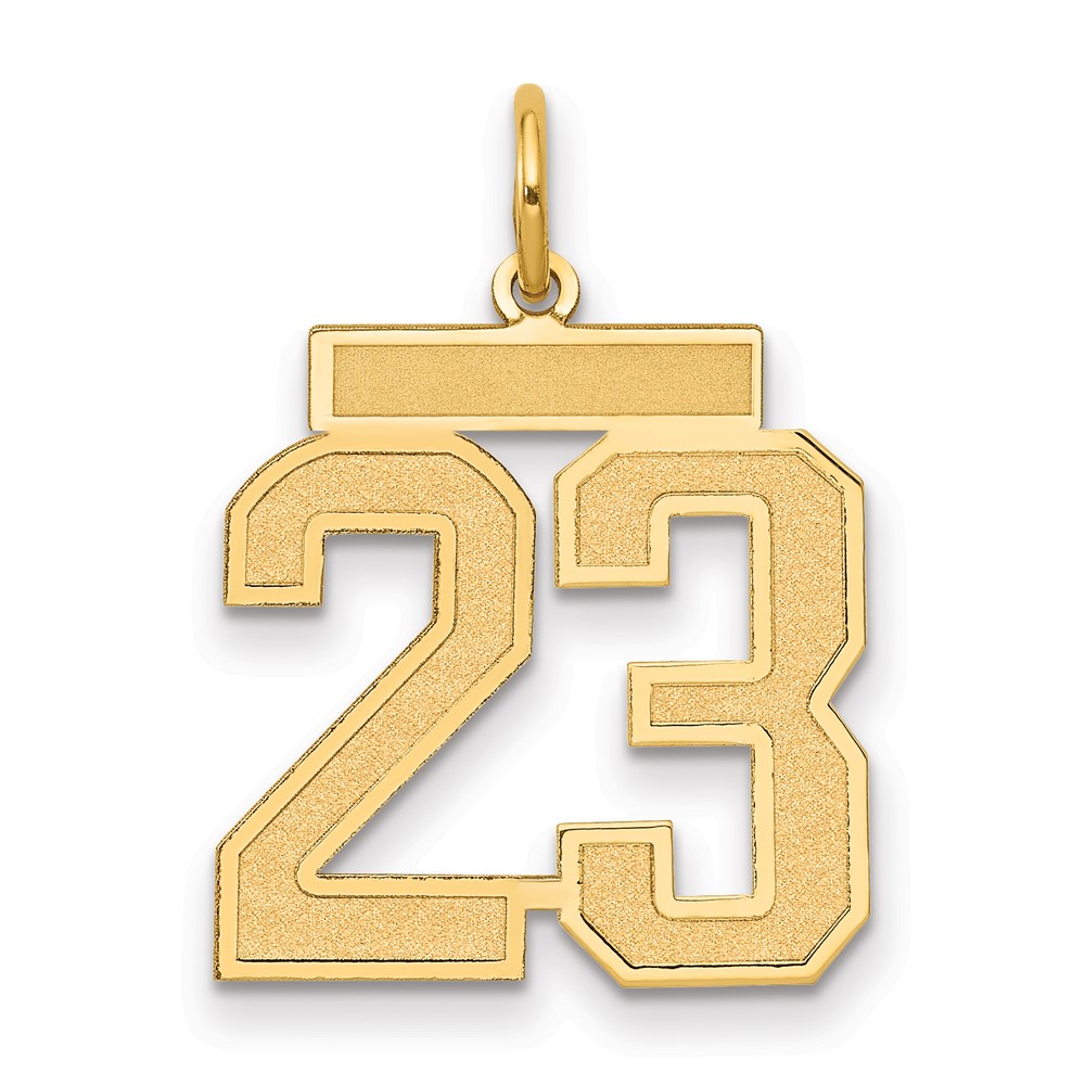 LSM23.jpg 14k Medium Satin Number 23 Charm - Image 1