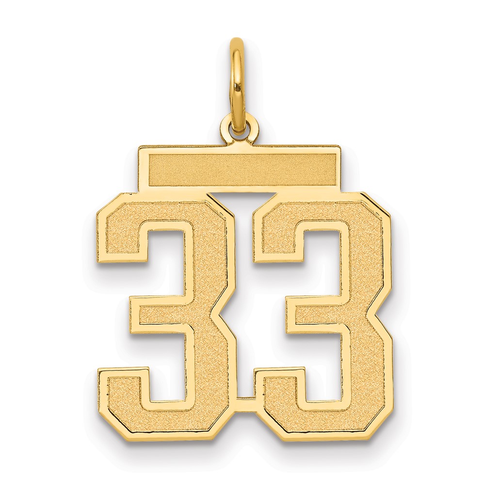 LSM33.jpg 14k Medium Satin Number 33 Charm - Image 1