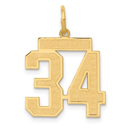 14k Medium Satin Number 34 Charm