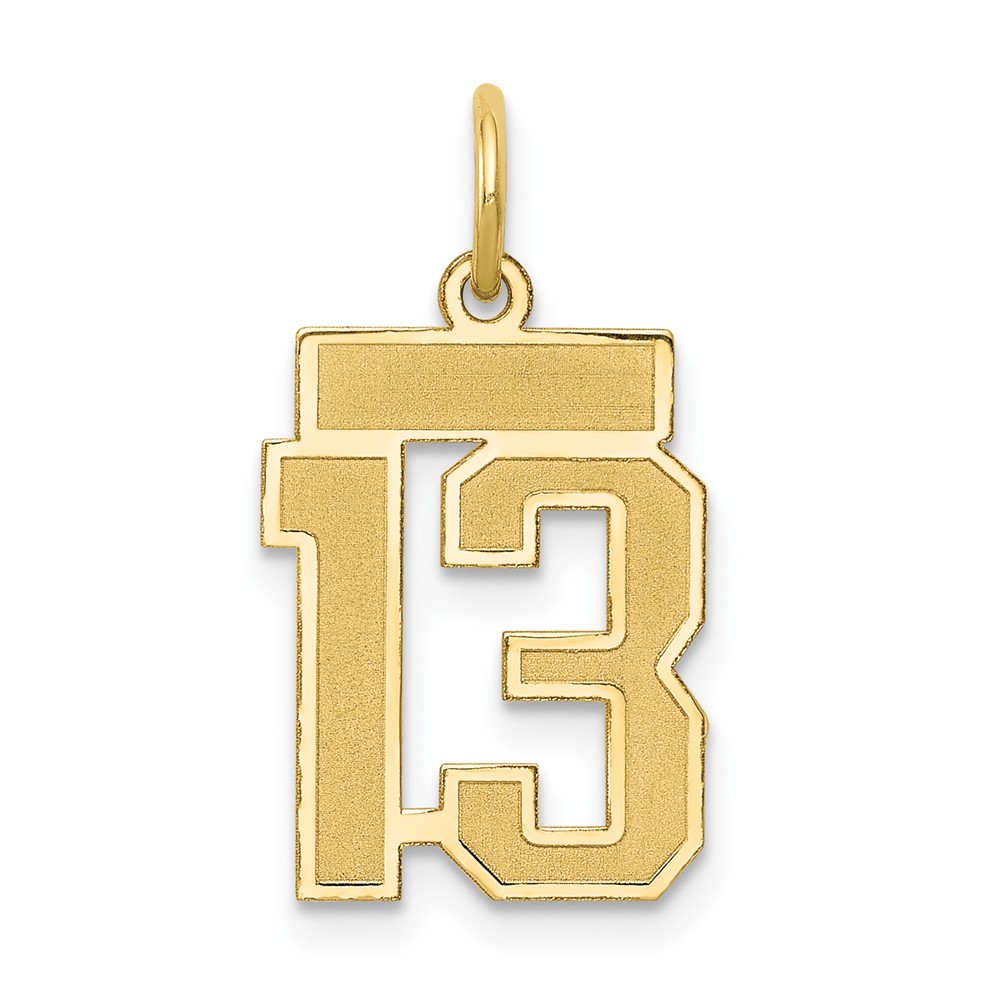LSS13.jpg 14k Small Satin Number 13 Charm - Image 1