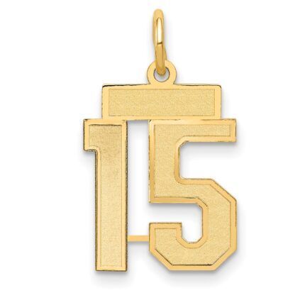 14k Small Satin Number 15 Charm
