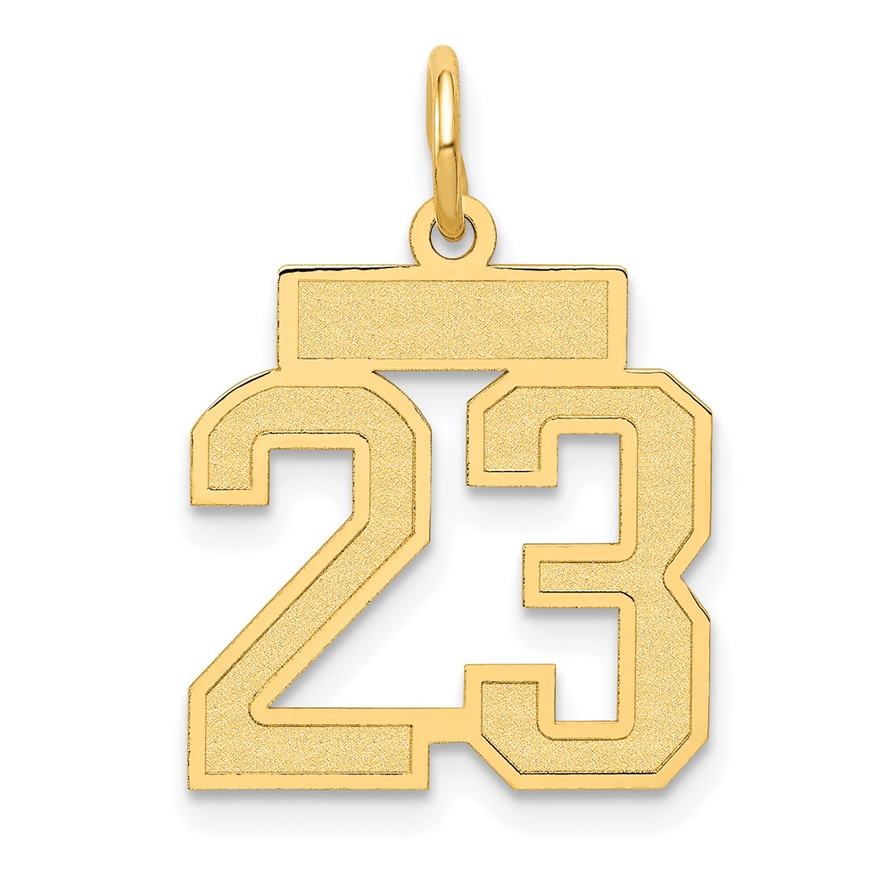 LSS23.jpg 14k Small Satin Number 23 Charm - Image 1