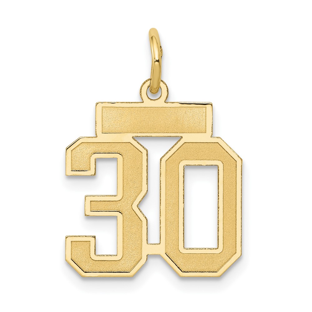 LSS30.jpg 14k Small Satin Number 30 Charm - Image 1