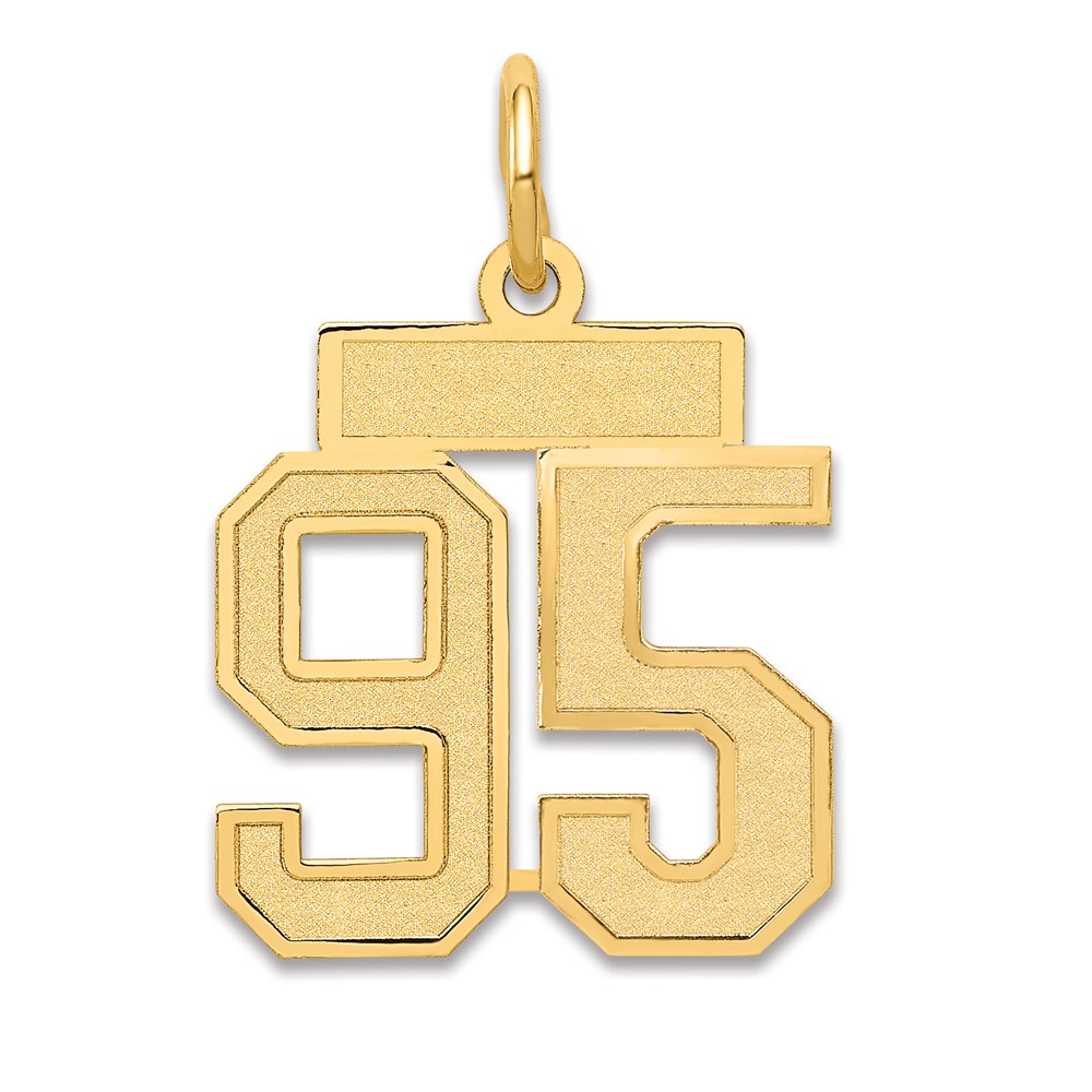 LSS95.jpg 14k Small Satin Number 95 Charm - Image 1