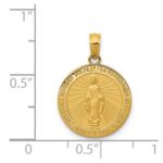 14k Polished and Satin Solid Miraculous Medal Round Pendant - Image 4