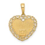 14k Two-Tone GRANDMA Heart with Flower Charm - Image 3