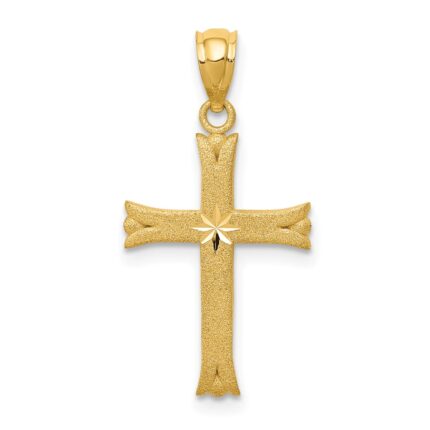 14k Satin Diamond-cut Cross Charm