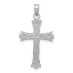 14K White Gold Fleur De Lis Cross Pendant - Image 4